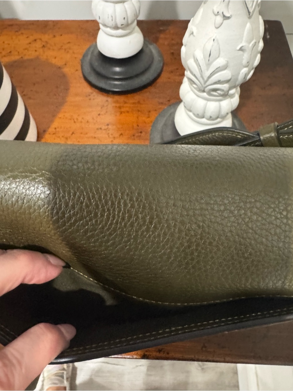 💚COACH Pebbled Leather Flap Crossbody Bag Olive Green Silver Hardware style76698 - Picture 5 of 12